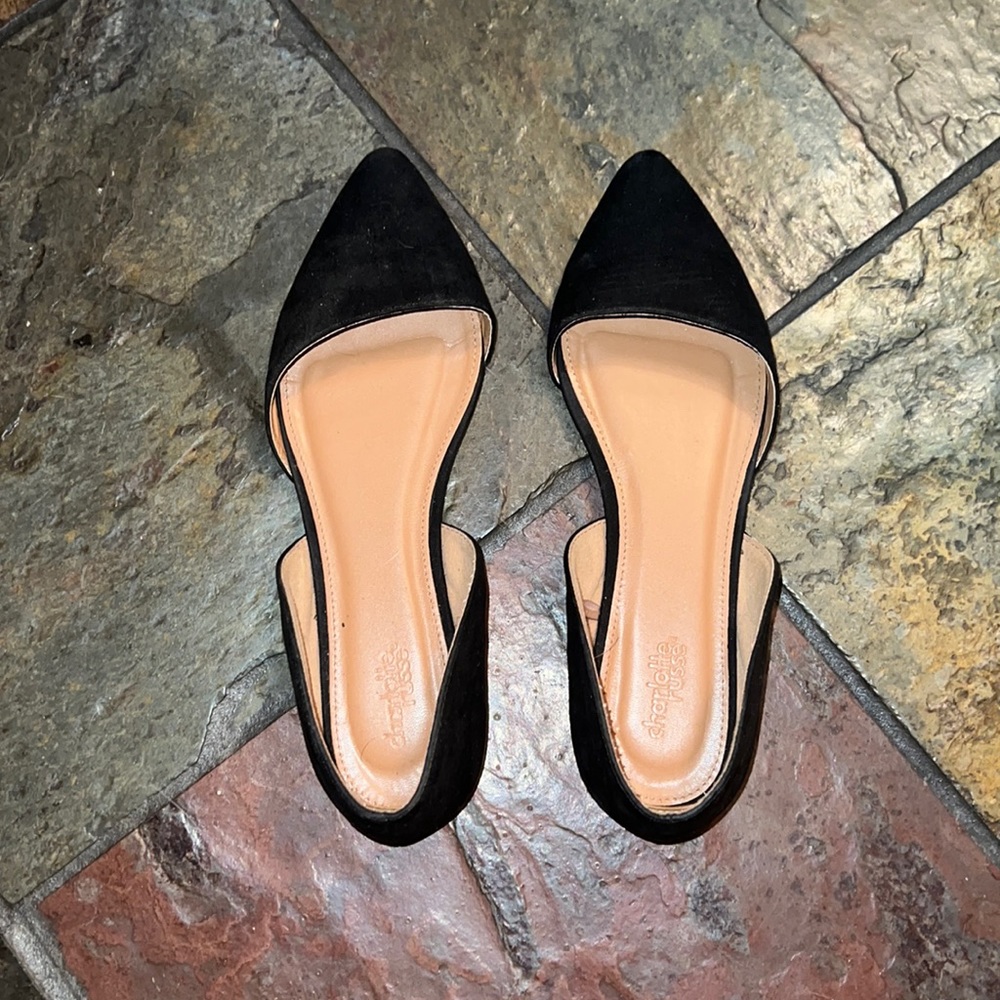 Black Pointed-Toe D'Orsay Flats - Women's Elegant Slip-On